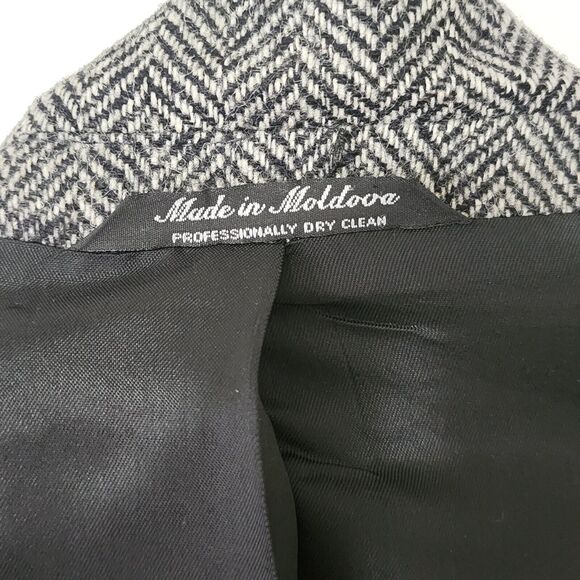 Trieste Mens Wool Herringbone Sport Coat Size 44R Gray Blazer Jacket 2-Button - Picture 8 of 8